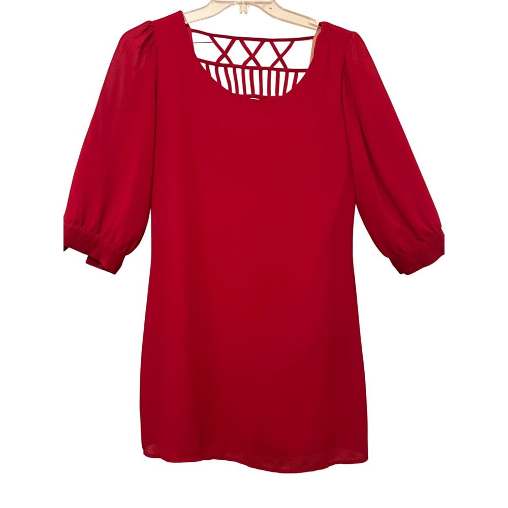 Want & Need Large Mini Dress XXXIII Open back Sheath 1/2 Sleeves Round Neck 100%